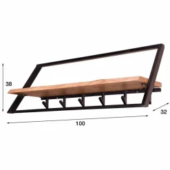 Kapstok Lean met 5 haken en plank - Loft24.nl