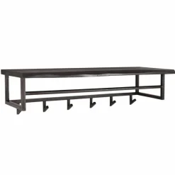 Kapstok Yucon Acaciahout met 6 haken en plank - Zwart - Loft24.nl