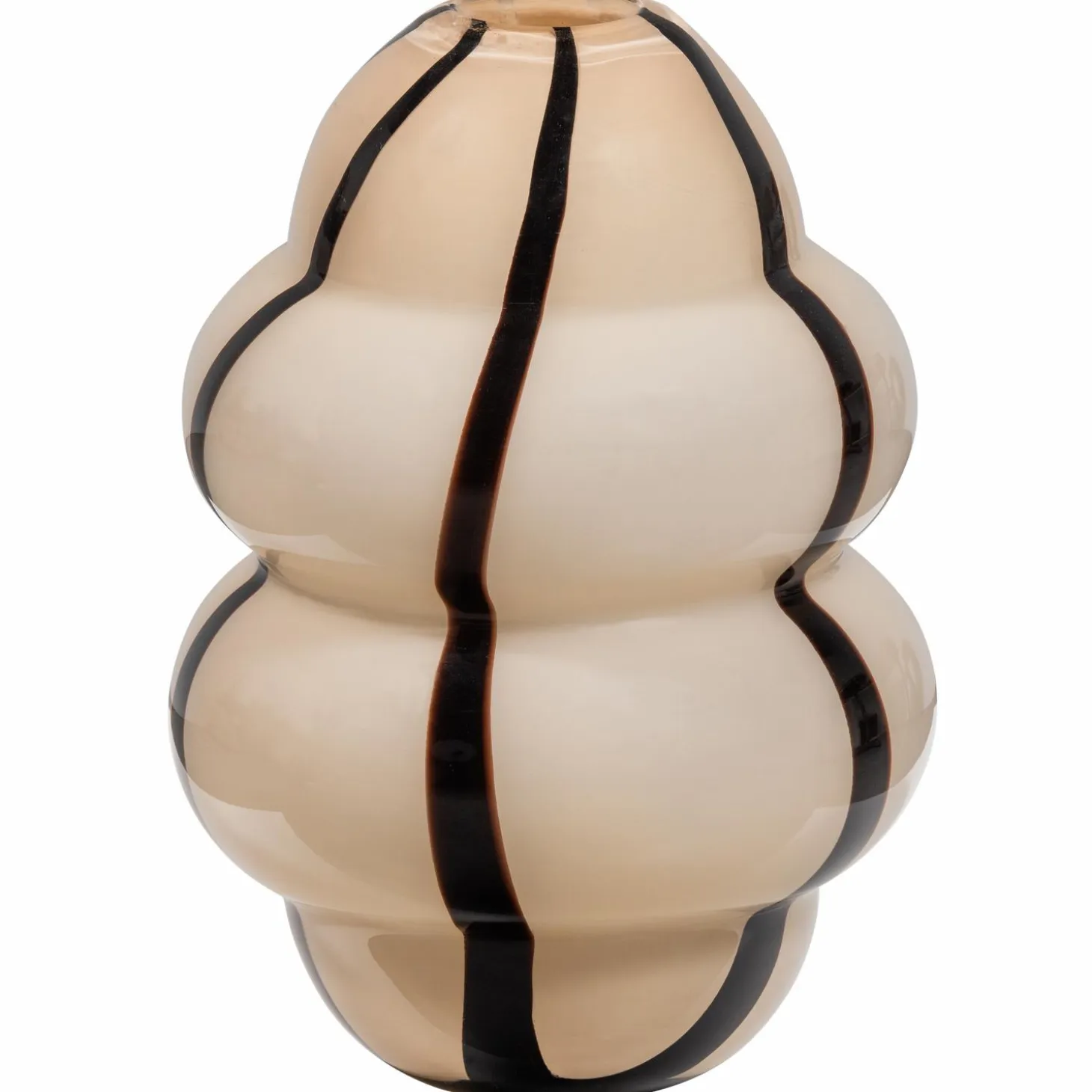 Kency vaas glas met streep naturel/zwart - Loft24.nl