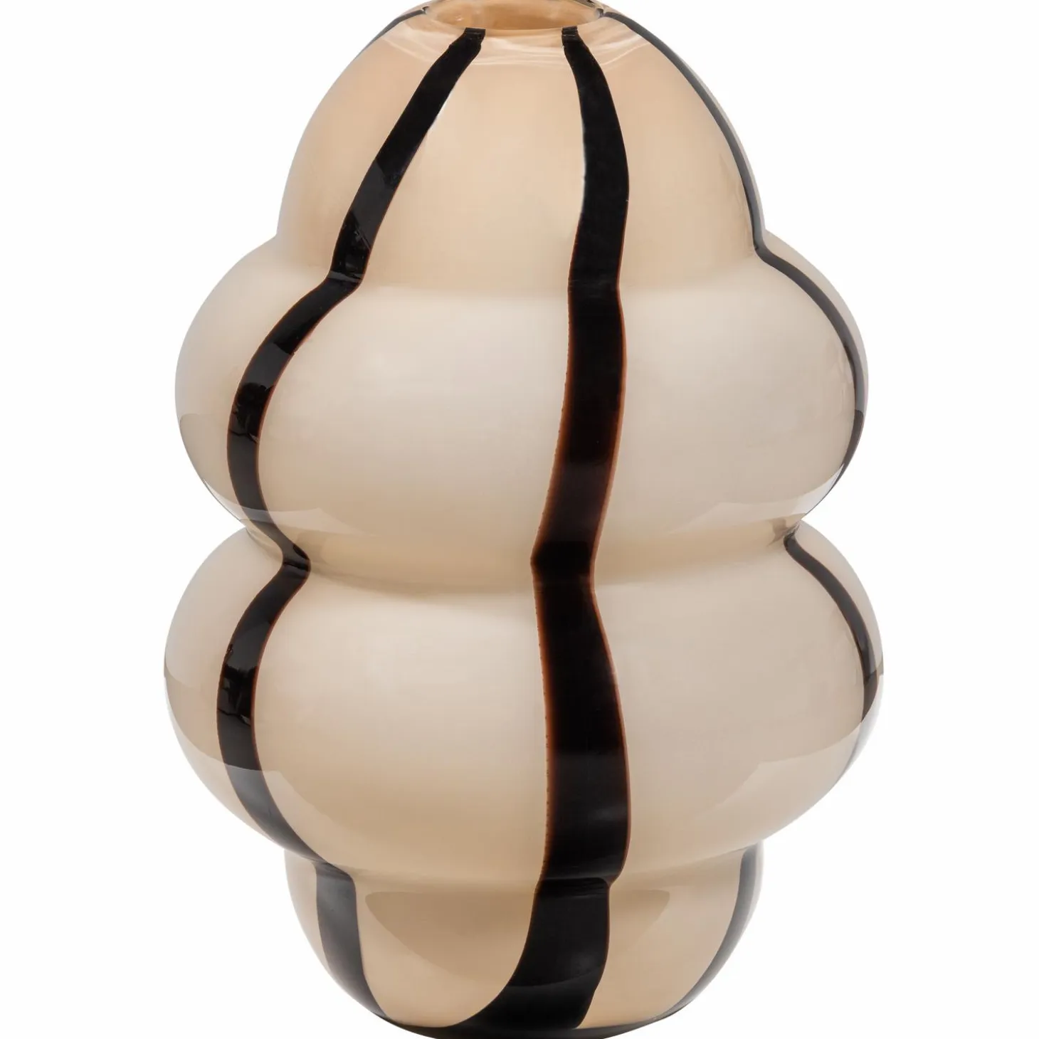 Kency vaas glas met streep naturel/zwart - Loft24.nl