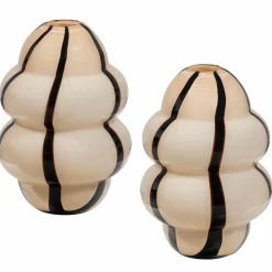 Kency vaas glas met streep naturel/zwart - Loft24.nl