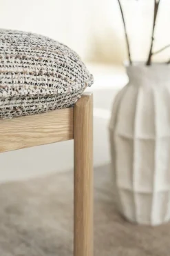 Kruk Lottie Geweven stof en eikenhout - Beige - Loft24.nl