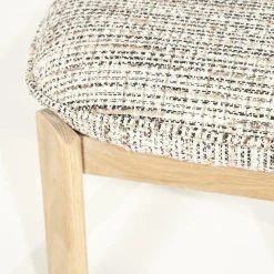 Kruk Lottie Geweven stof en eikenhout - Taupe - Loft24.nl