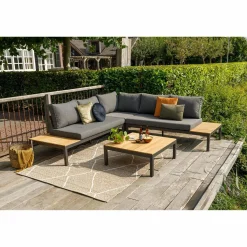 La vida loungeset tuin teak antraciet frame incl kussens - Loft24.nl