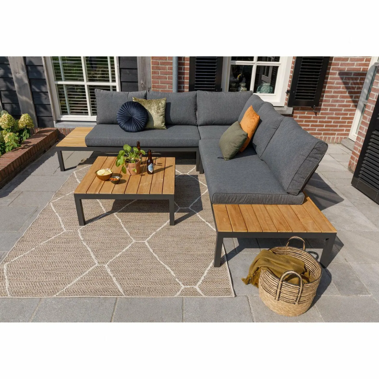 La vida loungeset tuin teak antraciet frame incl kussens - Loft24.nl