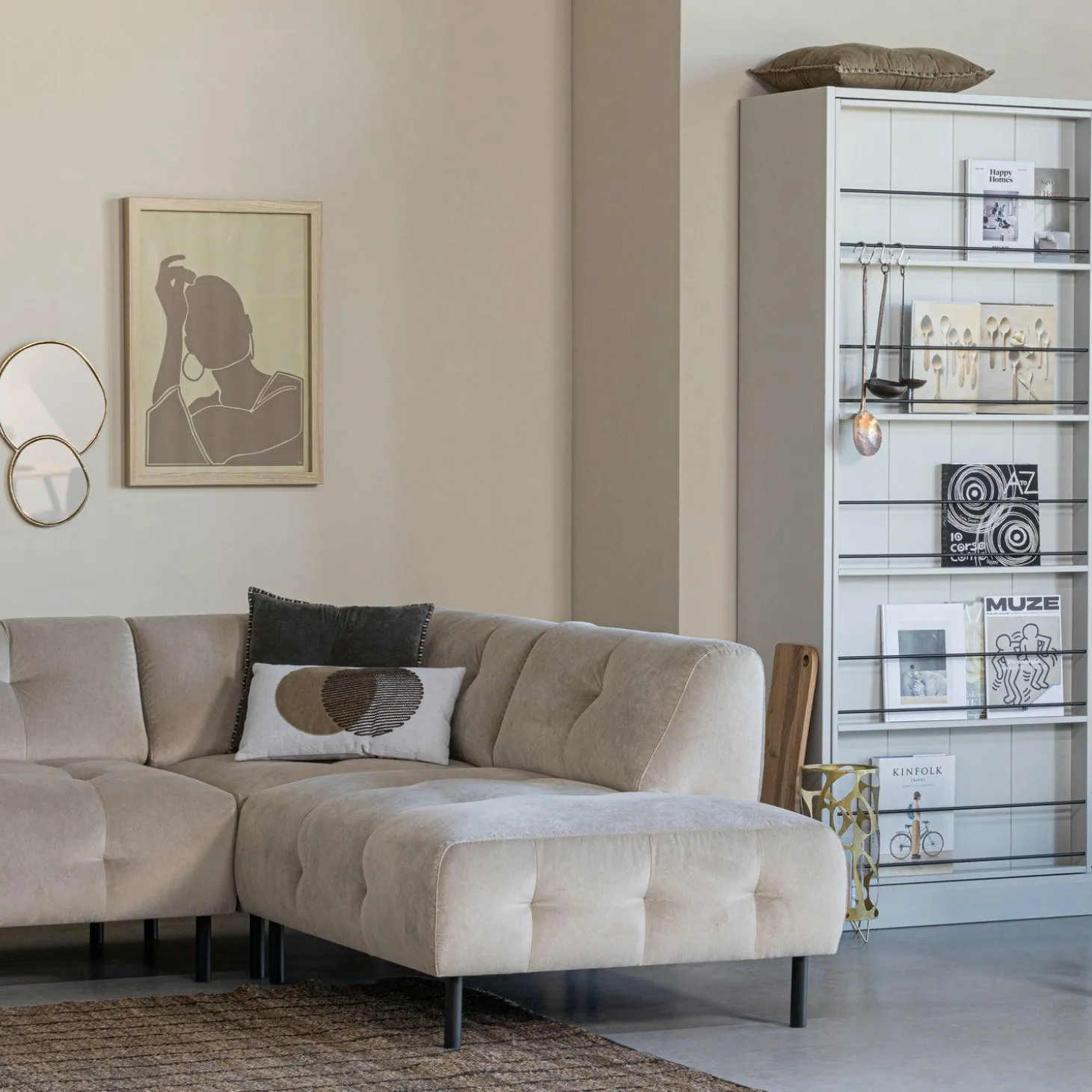 Lloyd hoekbank rechts gewassen fluweel sea salt - Loft24.nl