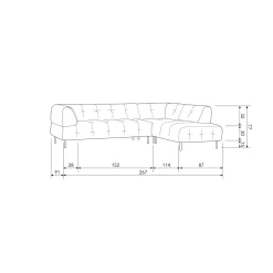 Lloyd hoekbank rechts gewassen fluweel sea salt - Loft24.nl