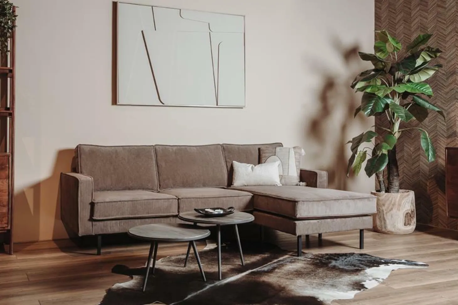 Loungebank Derby Rib Links/Rechts - Bruin - Loft24.nl