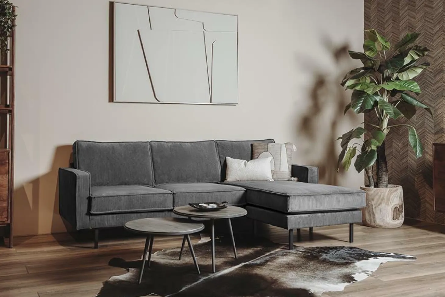 Loungebank Derby Rib Links/Rechts - Grijs - Loft24.nl