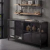Metalen Dressoir Rift 180cm met 4 glazen deuren - Loft24.nl