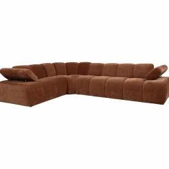 Mojo hoekbank links geweven ribstof roestbruin - Loft24.nl