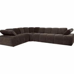 Mojo hoekbank links geweven ribstof bruin - Loft24.nl