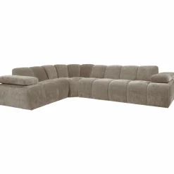 Mojo hoekbank links geweven ribstof donkerzand - Loft24.nl