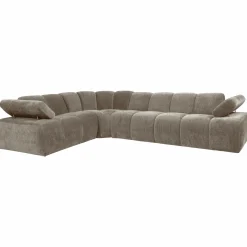 Mojo hoekbank links geweven ribstof donkerzand - Loft24.nl