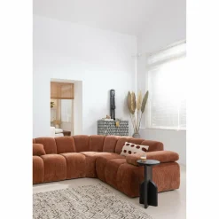 Mojo hoekbank rechts geweven ribstof roestbruin - Loft24.nl