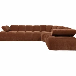 Mojo hoekbank rechts geweven ribstof roestbruin - Loft24.nl