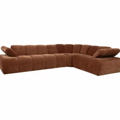 Mojo hoekbank rechts geweven ribstof roestbruin - Loft24.nl