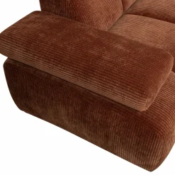 Mojo hoekbank rechts geweven ribstof roestbruin - Loft24.nl