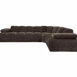 Mojo hoekbank rechts geweven ribstof bruin - Loft24.nl