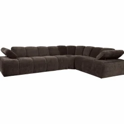 Mojo hoekbank rechts geweven ribstof bruin - Loft24.nl