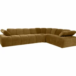 Mojo hoekbank rechts geweven ribstof honinggeel - Loft24.nl