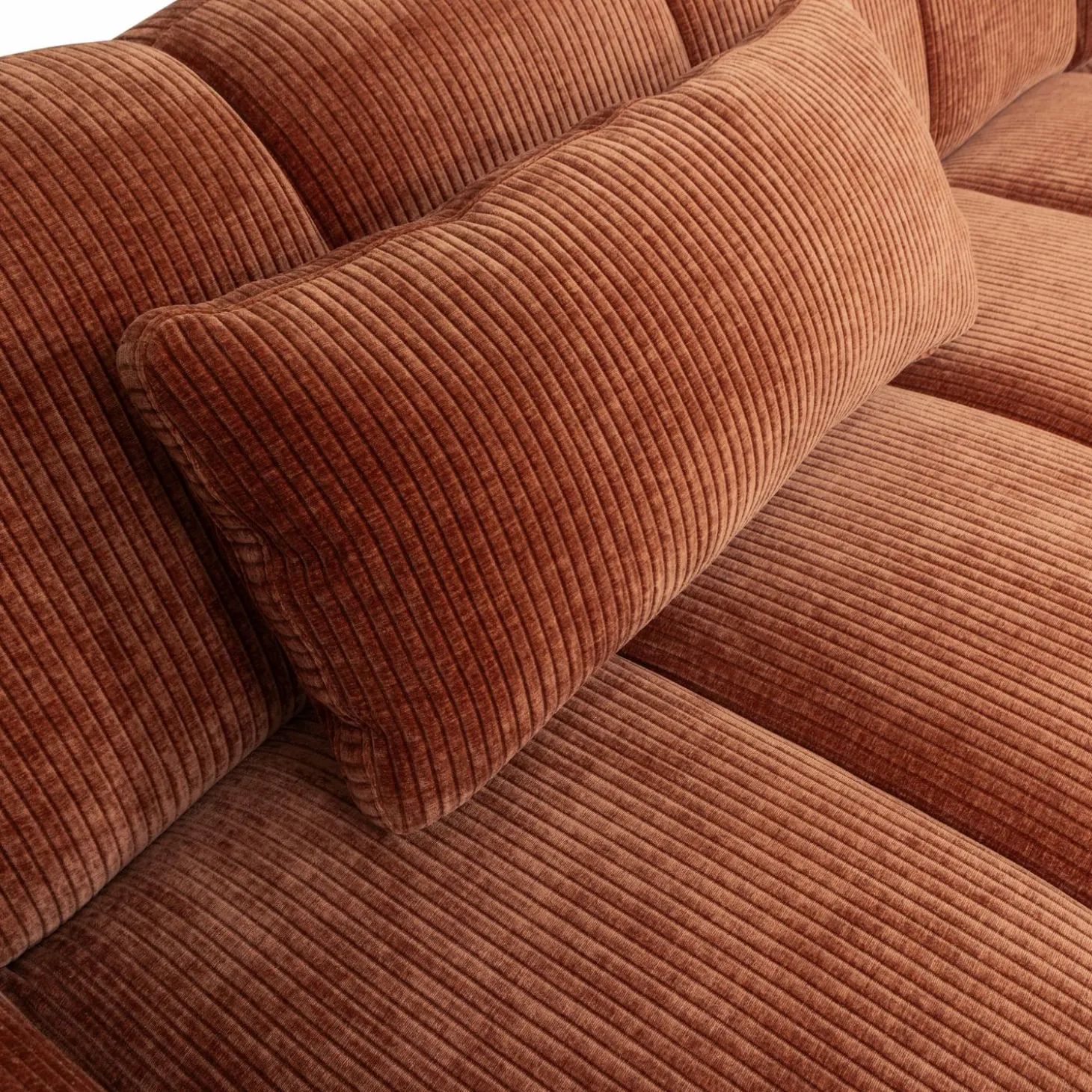 Mojo kussen geweven ribstof roestbruin - Loft24.nl