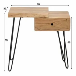 Nachtkastje Edge Acaciahout Links - Loft24.nl