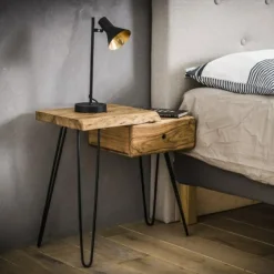 Nachtkastje Edge Acaciahout Links - Loft24.nl