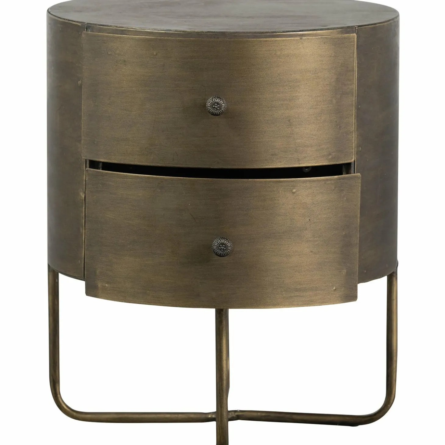 Nachtkastje Glossy Met 2 lades, kleur Antique Brass - Loft24.nl