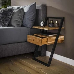 Nachtkastje Lean Acaciahout met 1 lade - Loft24.nl