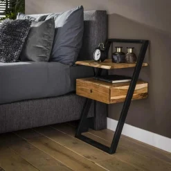 Nachtkastje Lean Acaciahout met 1 lade - Loft24.nl