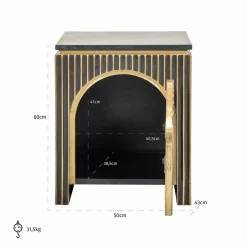 Nachtkastje Les Arcs 1-deur (Geborsteld Goud) - Loft24.nl