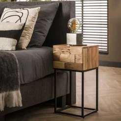 Nachtkastje Mill Acaciahout met 1 lade - Loft24.nl