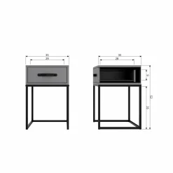 Nachtkastje Morris met 1 lade, kleur Leem - Loft24.nl