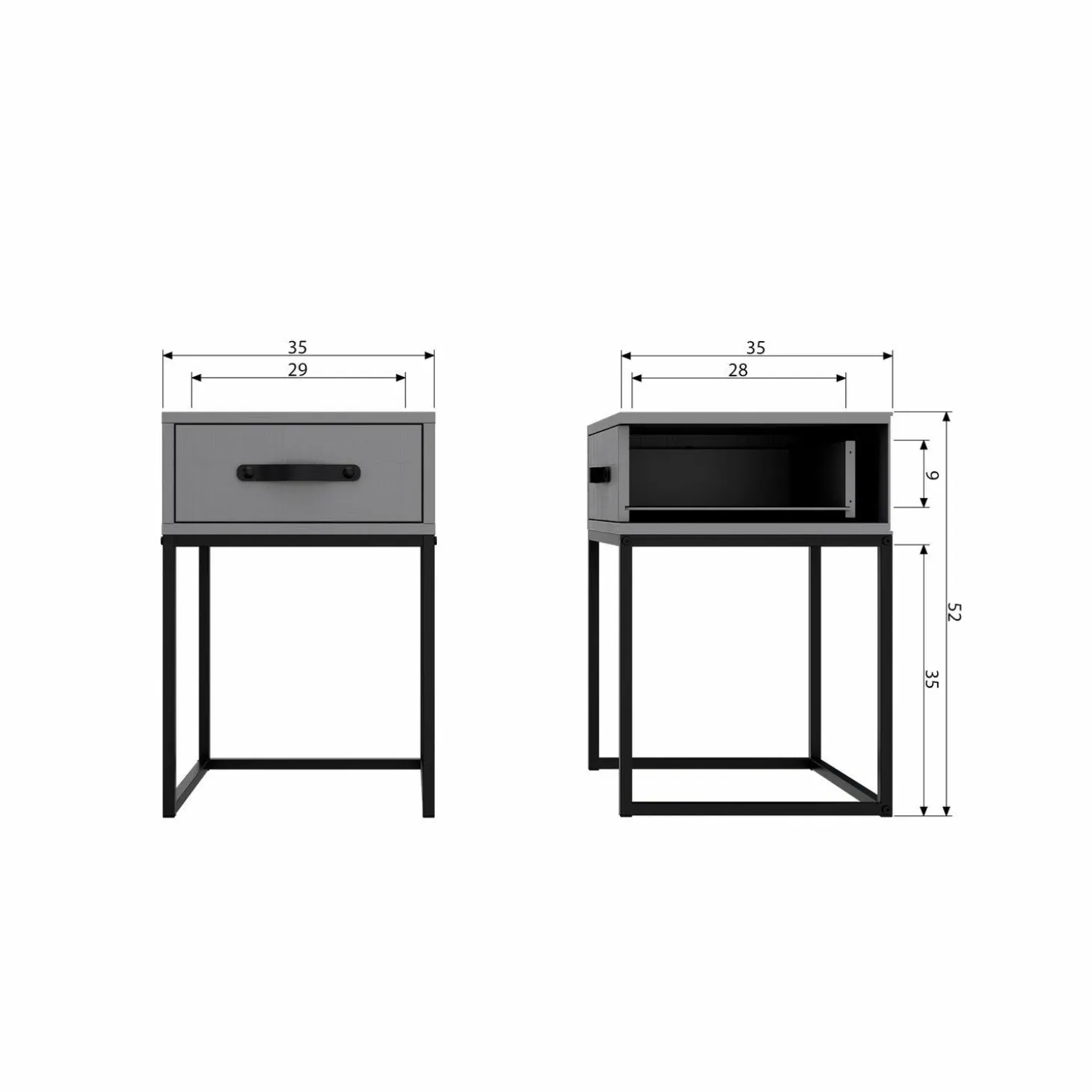 Nachtkastje Morris met 1 lade, kleur Leem - Loft24.nl