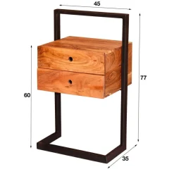 Nachtkastje Rigid Acaciahout met 2 lade - Loft24.nl