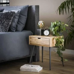 Nachtkastje Teca Teakhout met 1 lade - Loft24.nl