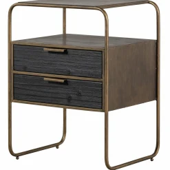 Nachtkastje/Ladekast Polite Met 2 lades, kleur Antique Brass - Loft24.nl