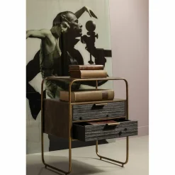 Nachtkastje/Ladekast Polite Met 2 lades, kleur Antique Brass - Loft24.nl