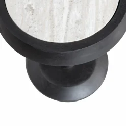 Nanne bijzettafel mango hout zwart met marmer top - Loft24.nl