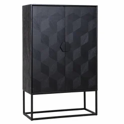 Opbergkast Blax 110 x 175cm Eikenhout en staal kleur zwart - Loft24.nl