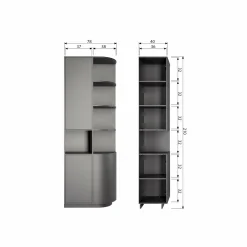 Opbergkast Finca Mat zwart, 210 x 78cm - Rechts - Loft24.nl