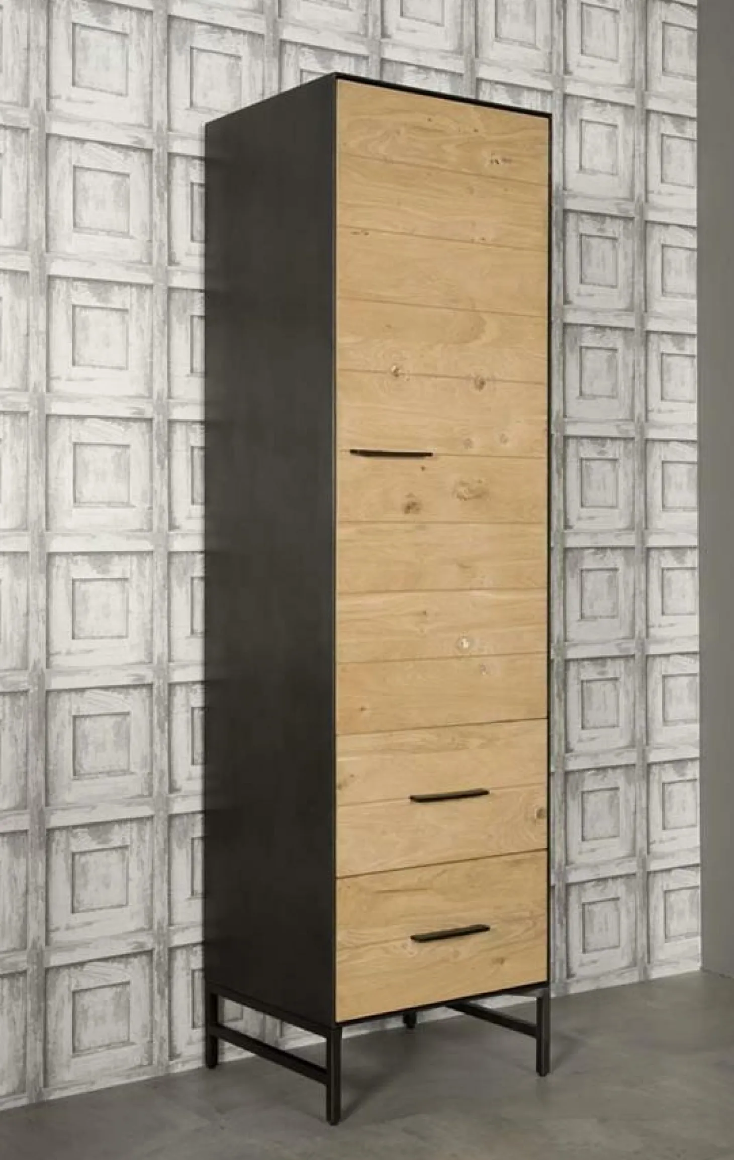 Opbergkast Lido Eiken en metaal 190 x 55 cm (rechts) - Loft24.nl