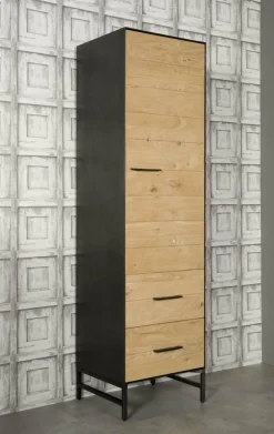 Opbergkast Lido Eiken en metaal 190 x 55 cm (rechts) - Loft24.nl