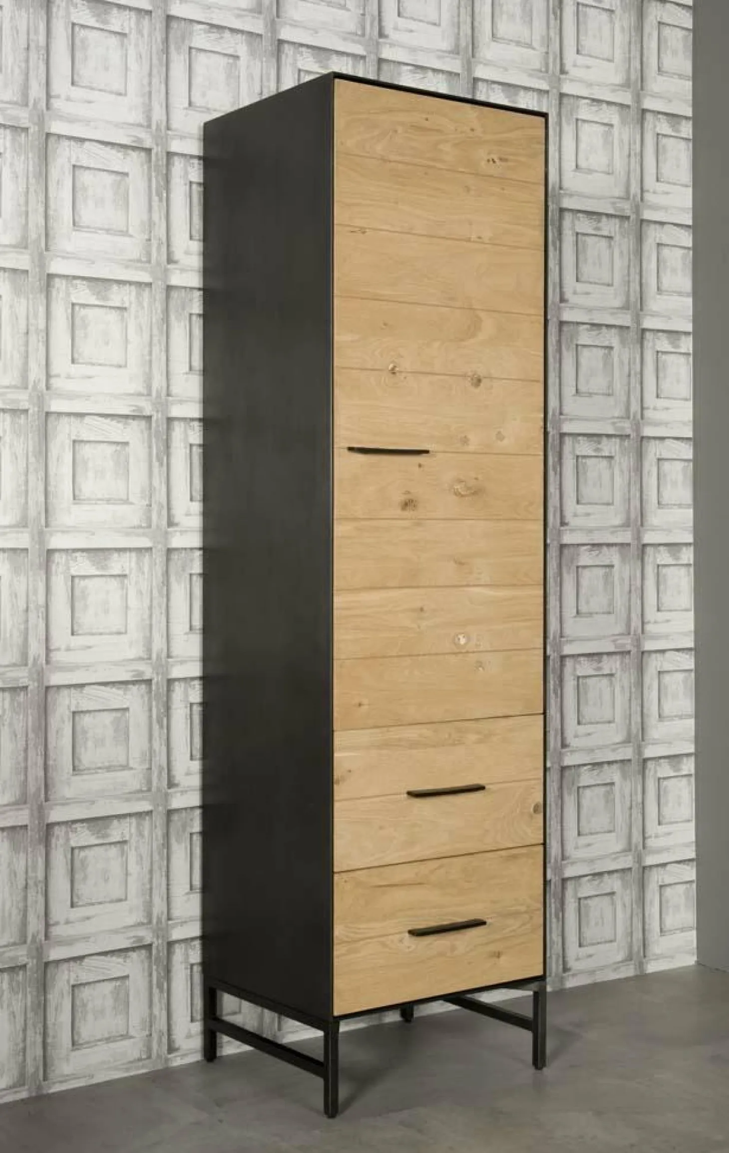 Opbergkast Lido Eiken en metaal 190 x 55 cm (rechts) - Loft24.nl