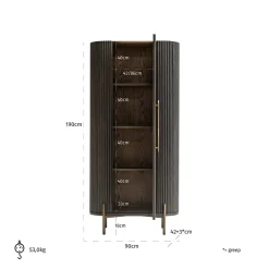 Opbergkast Luxor Eiken 190 x 90cm kleur donkerbruin - Loft24.nl