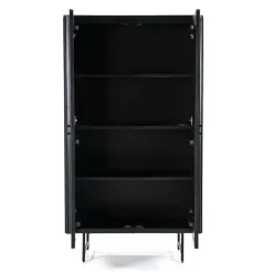 Opbergkast Remi Mangohout en Metaal 170 x 96 cm - Zwart - Loft24.nl