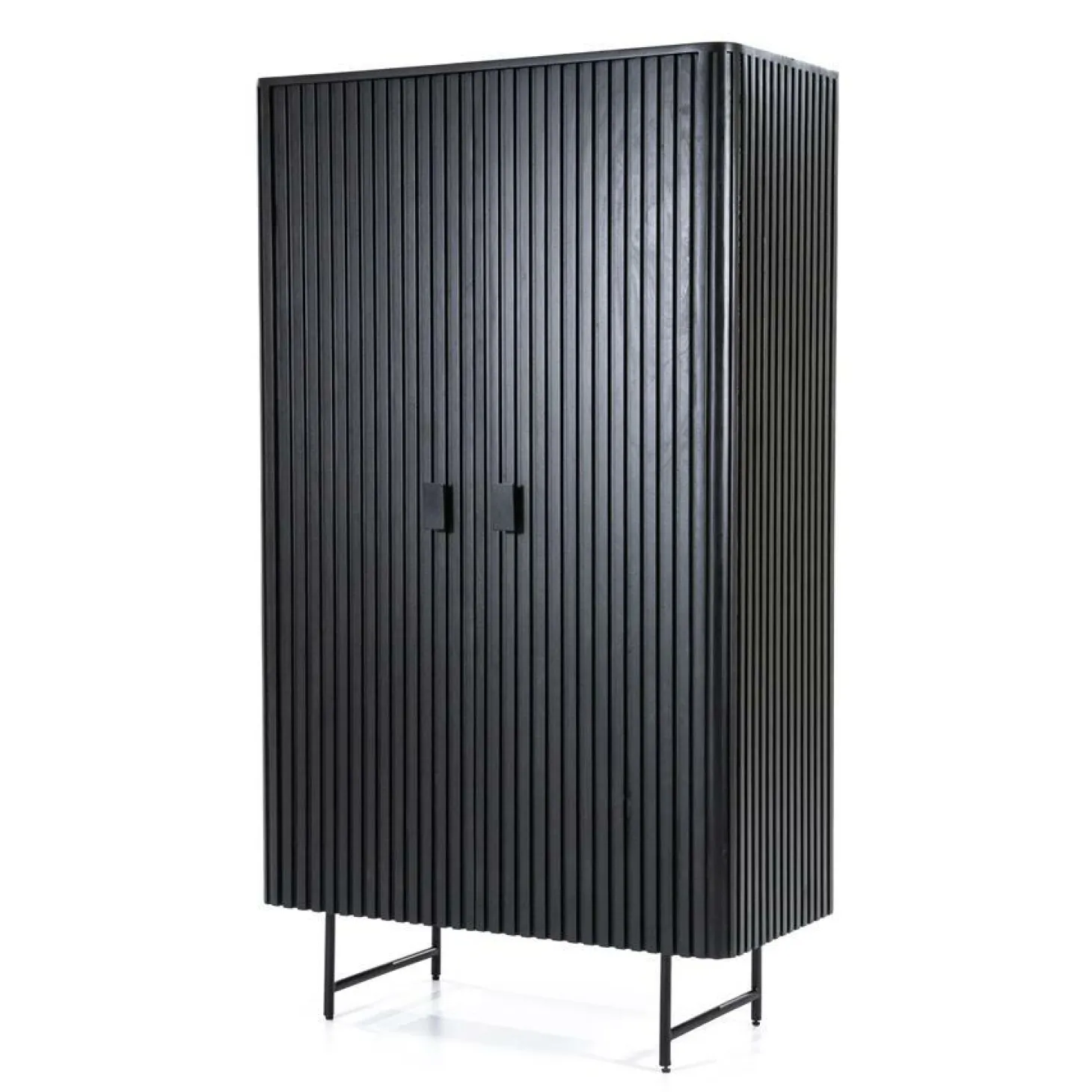 Opbergkast Remi Mangohout en Metaal 170 x 96 cm - Zwart - Loft24.nl