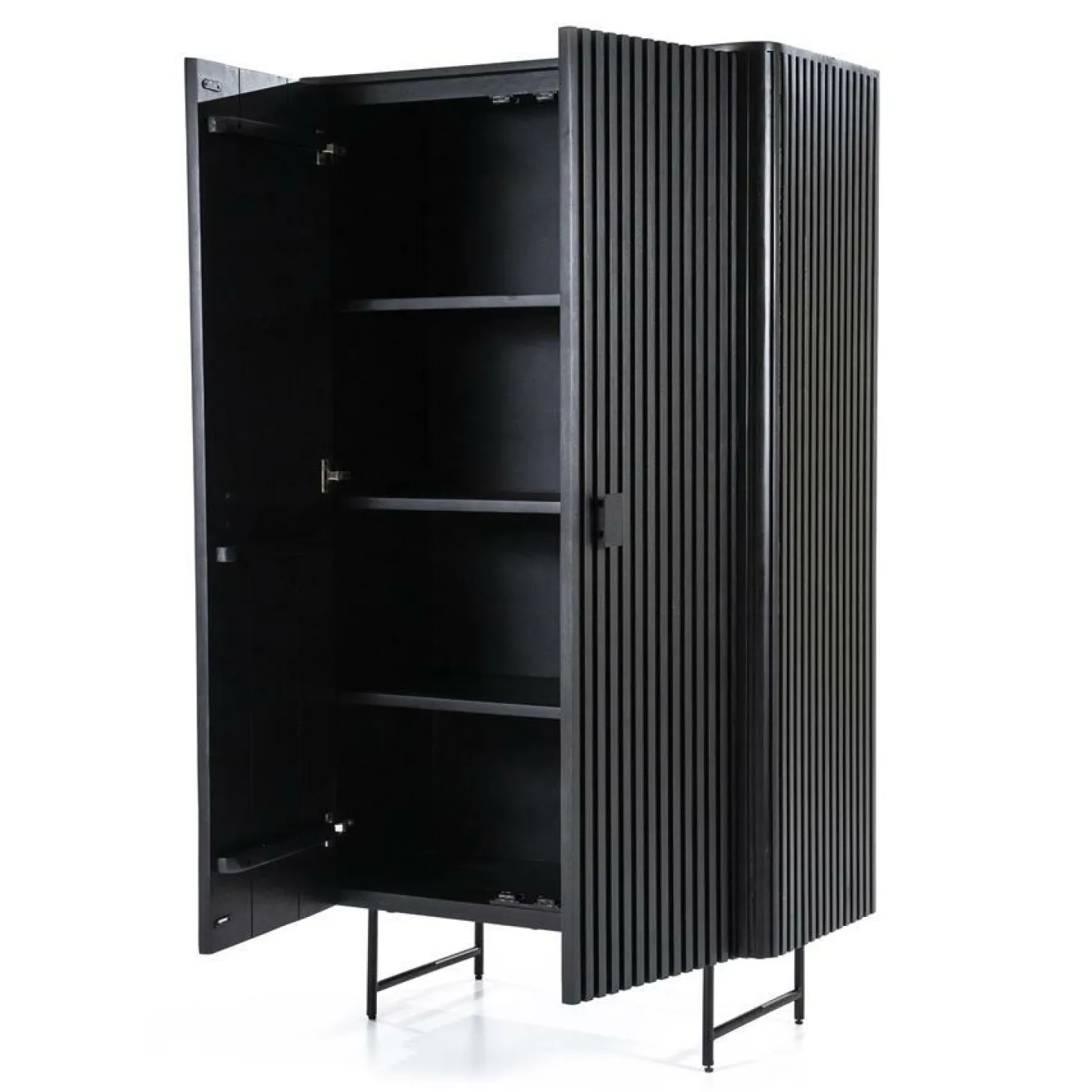 Opbergkast Remi Mangohout en Metaal 170 x 96 cm - Zwart - Loft24.nl