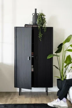 Opbergkast Remi Mangohout en Metaal 170 x 96 cm - Zwart - Loft24.nl